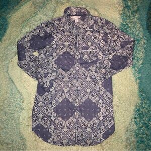 Victoria's Secret Navy Bandana-Print Button-Down Shirt